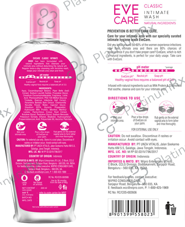 EveCare Classic Intimate Wash 200 Vaginal Wash