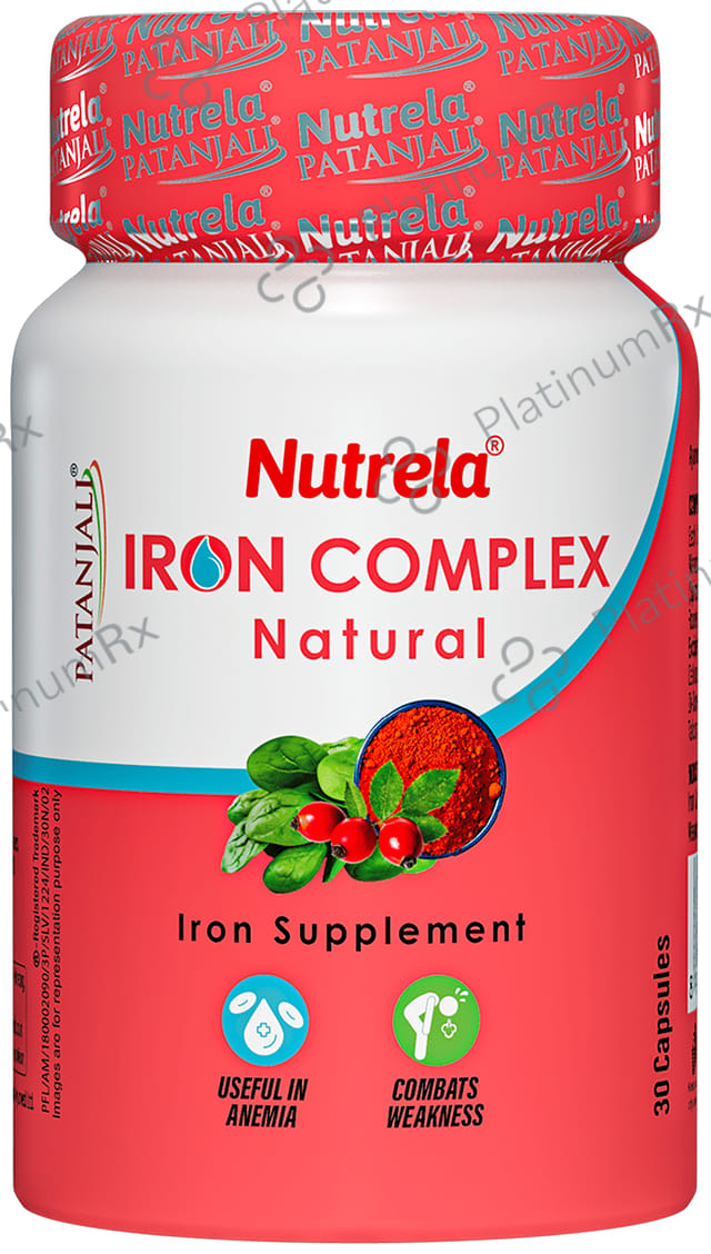 Patanjali Nutrela Natural Iron Complex for Anaemia, Weakness & RBC Formation - Capsule