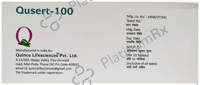 Qusert 100mg Tablet 10s
