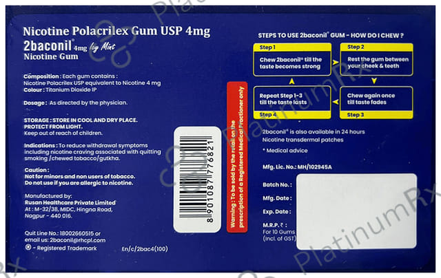 2Baconil 4mg Icy Mint Sugar Free Nicotine Gums 10s