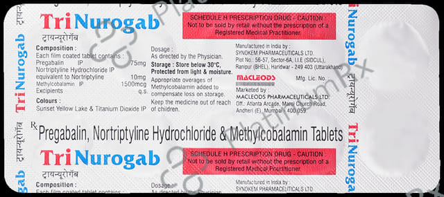 Trinurogab 75mg/10mg/1500mcg Tablet