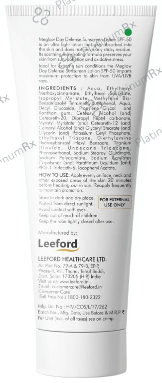 Meglow Pro Care Day Defense Sun Screen SPF 50 PA+++ Lotion 50ml