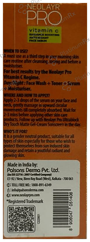 Neolayr Pro Vitamin C Radiance Boosting Antioxidant Face Serum