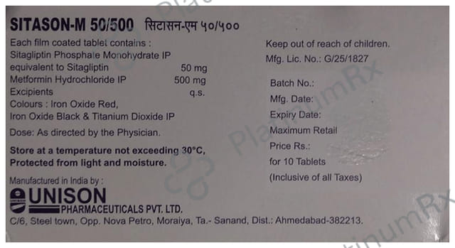 Sitason M 50/500mg Tablet 10s