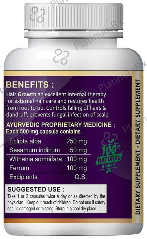 Natural Hair Growth 500mg Veg Capsule