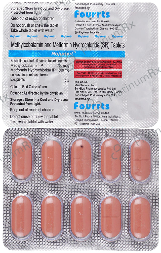 Rejumet 500mg/750mcg Tablet SR 10s