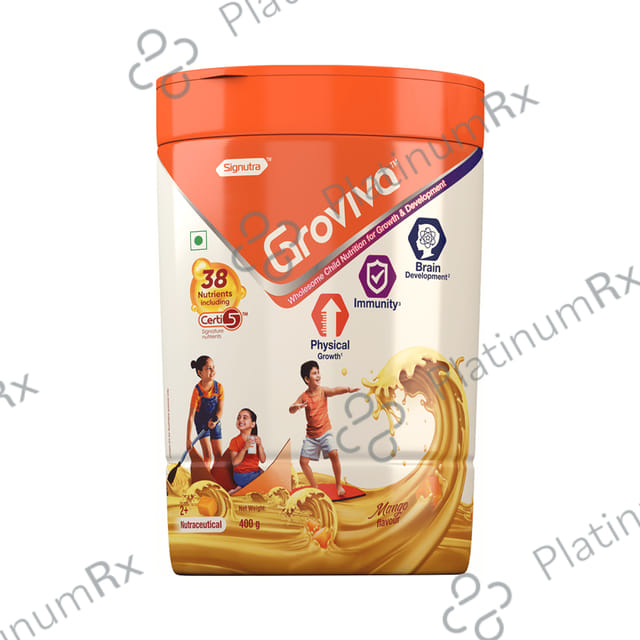 Groviva Child Nutrition for Physical Growth, Brain Development & Immunity Flavour Mango Powder 400gm