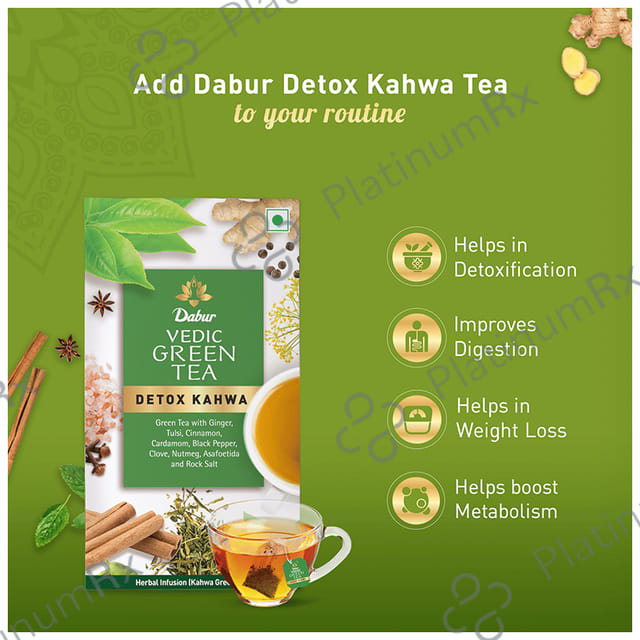 Dabur Vedic Green Tea Bag (2.5gm Each) - Detox Kahwa for Digestion & Weight Loss