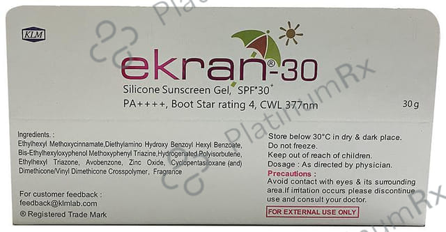 Ekran 30 Silicone SPF 30+ PA +++ Sunscreen Gel 30gm