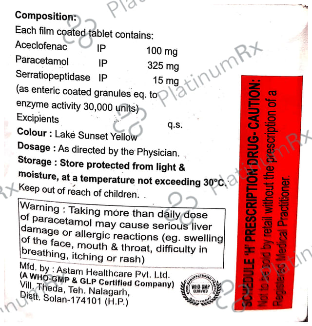 Acepacure SP 100/325/15mg Tablet 10s