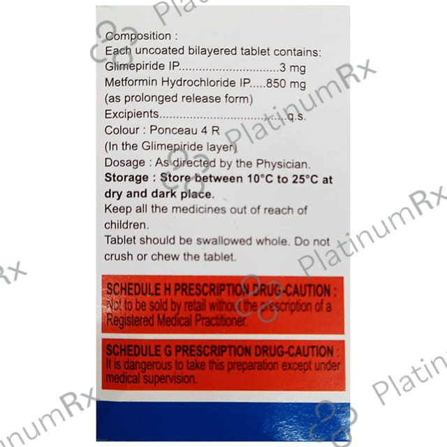 Metafort G 3/850mg Tablet PR 10s
