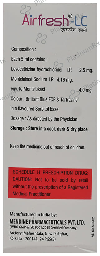 Airfresh 2.5/4mg LC Syrup 60ml