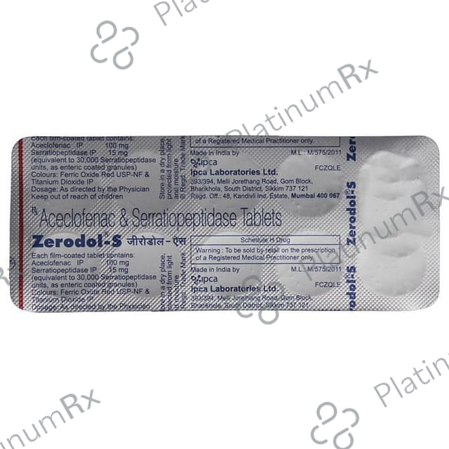 Zerodol S 100/15mg Tablet 10s