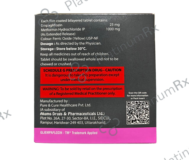 Gliempaflozin Met ER 25/1000mg Tablet 10s