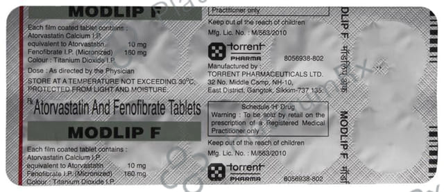Modlip F 10/160mg Tablet 10s
