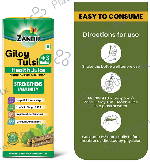 Zandu Giloy Tulsi +3 Herbs Health Juice