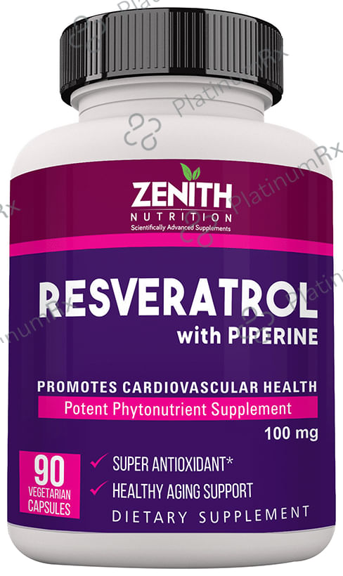 Zenith Nutrition Resveratrol with Piperine 100mg Vegetarian Capsule