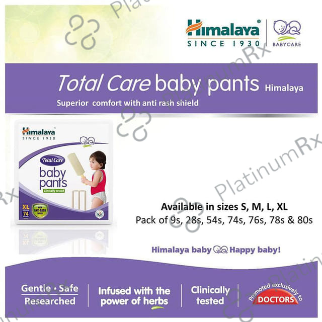 Himalaya Total Care Baby Pants - With Anti-Rash Shield & Wetness Indicator - Size XL 74 diapers