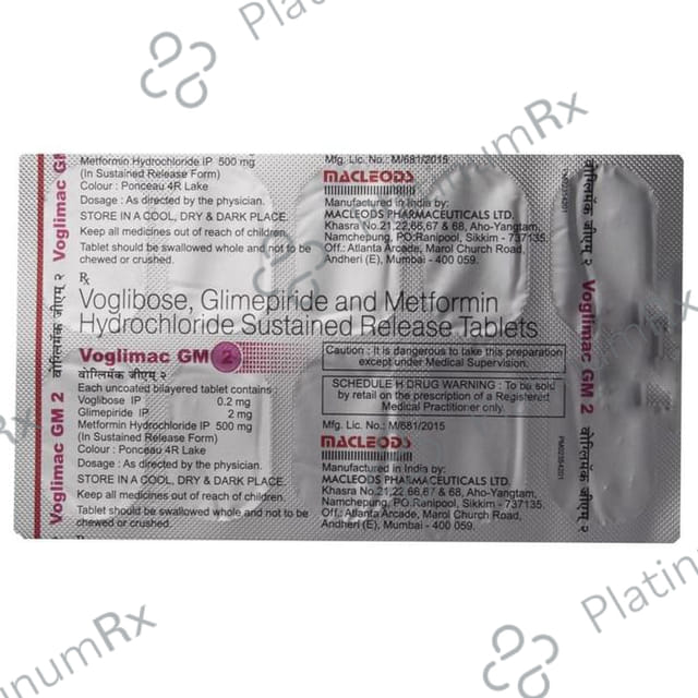 Voglimac GM 2/0.2/500mg Tablet SR 10s