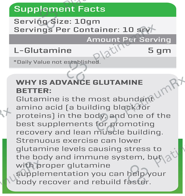 Advance Nutratech Glutamine Supplement Powder Watermelon