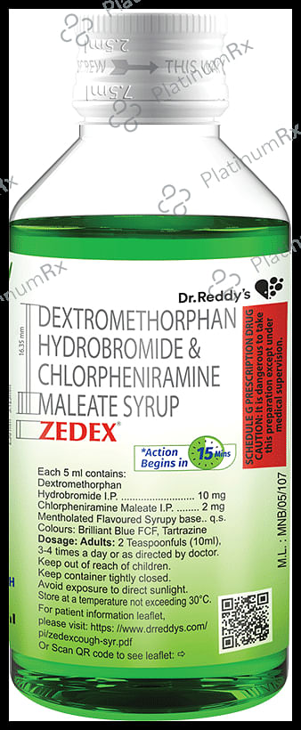 Zedex Cough 2/10mg Syrup 100ml