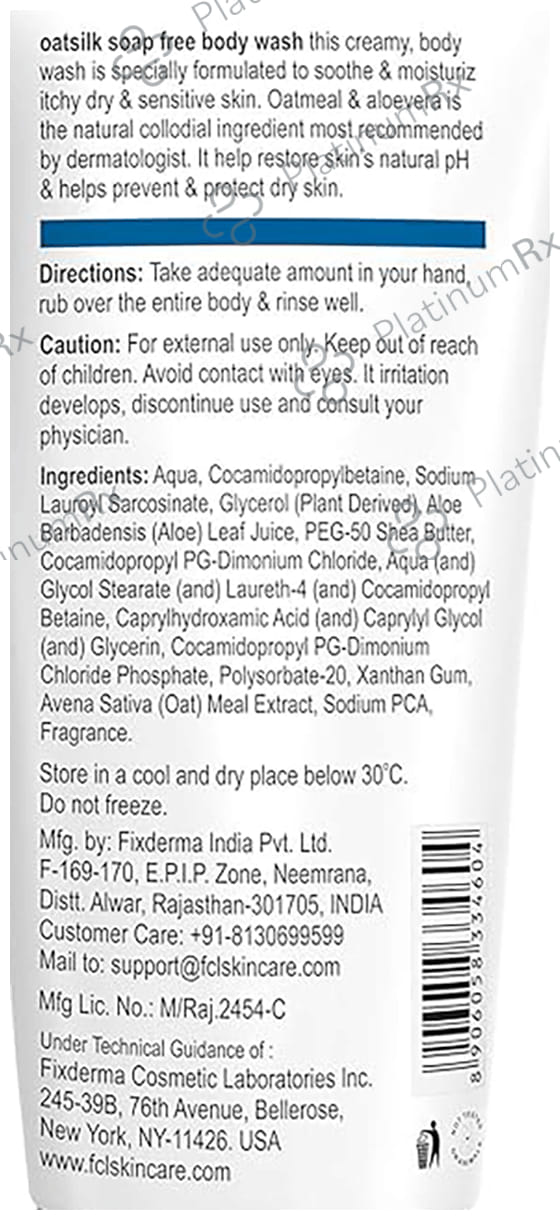 Fixderma Cosmetic Laboratories Oatsilk Soap Free Body Wash 200 ml