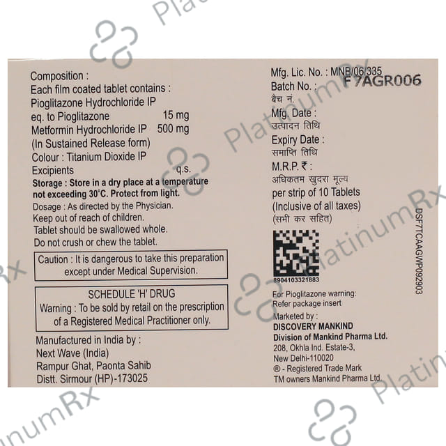 Piokind-M 30mg/500mg Tablet