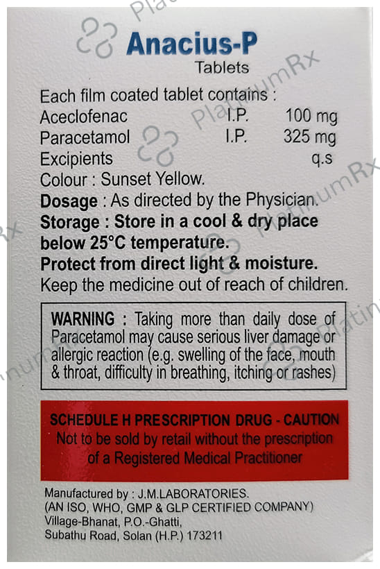 Anacius P 100/325mg Tablet 10s