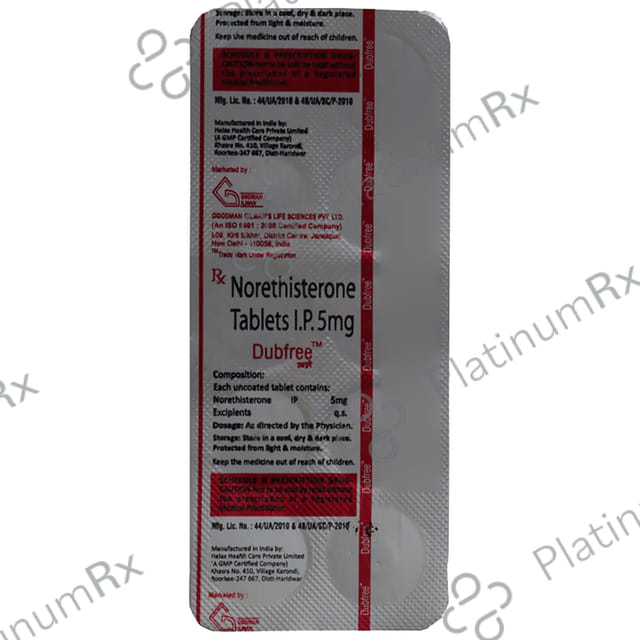 Dubfree 5mg Tablet 10s