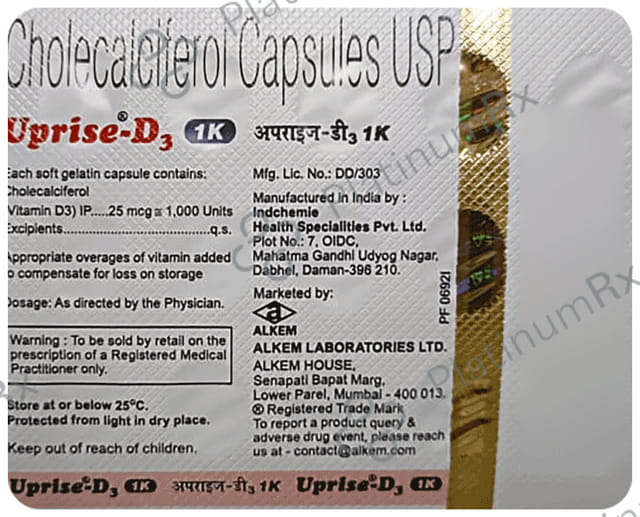 Uprise D3 1000IU Capsule 15s