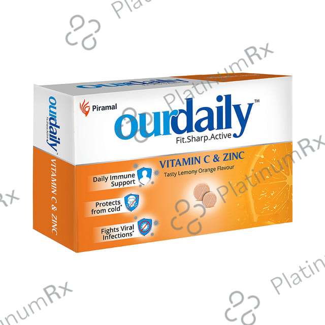 OurDaily Vitamin C & Zinc Lemony Orange Chewable Tablet 120s