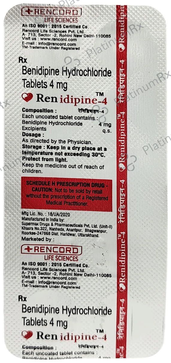 Renidipine 4 Tablet