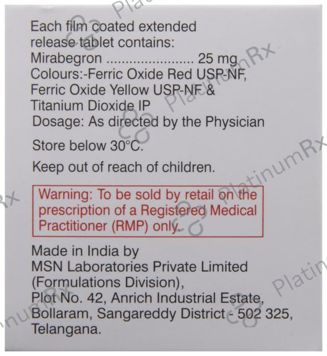 Mirbeg 25mg ER Tablet 10s