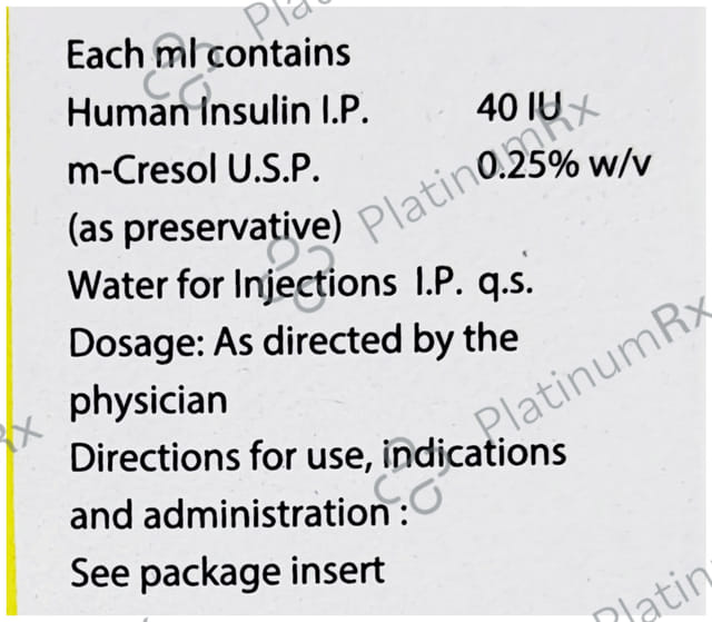 New Wosulin R (40 IU/ml) Vial 1X15ml