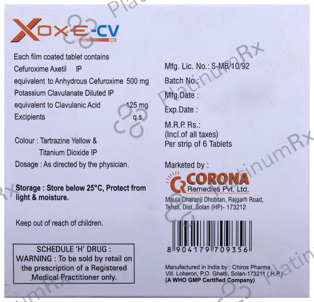 Xoxe CV 500/125mg Tablet 6s