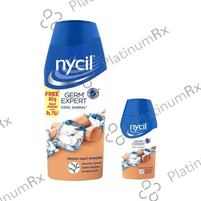 Nycil Germ Expert Cool Sandal Prickly Heat Powder with Nycil Cool Herbal 50gm Free