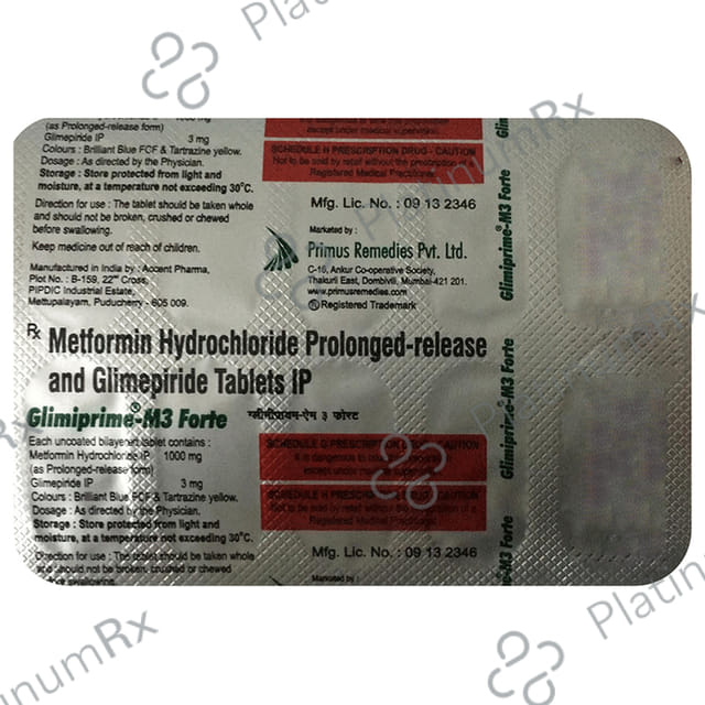 Glimiprime M 3/1000mg Forte Tablet PR 10s