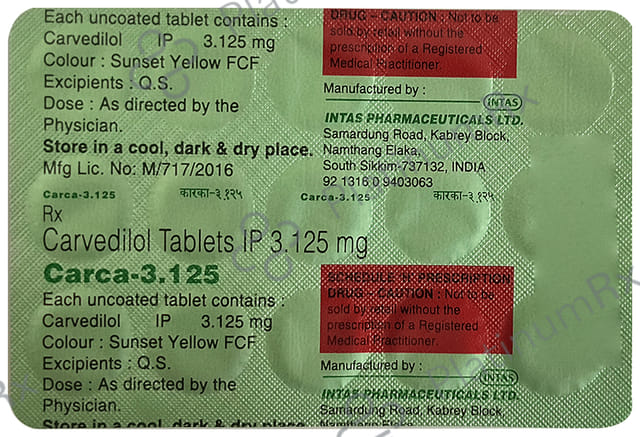 Carca 3.125mg Tablet 15s