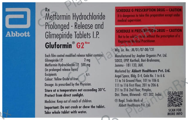 New Gluformin G 2/500mg Tablet PR 15s