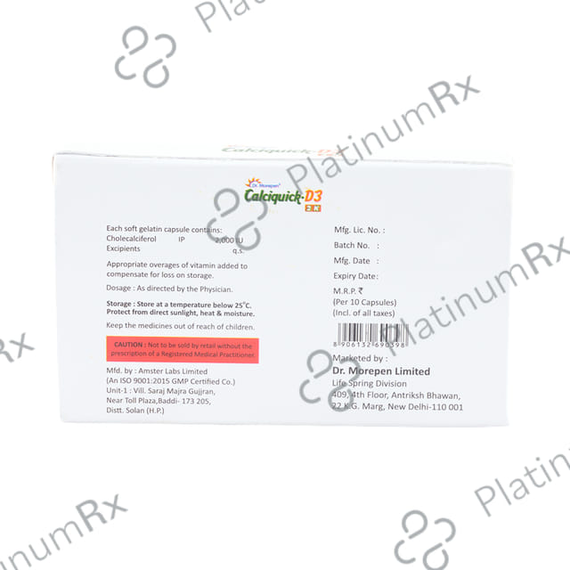 Calciquick D3 2k Capsule 10s