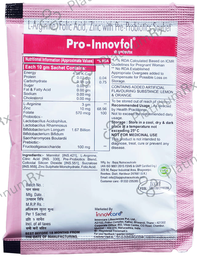 Pro Innovfol Sachet Sugar Free 10gm