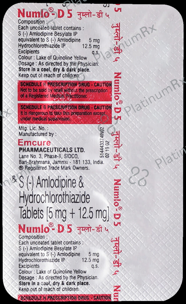 Numlo D 5/12.5mg Tablet 15s
