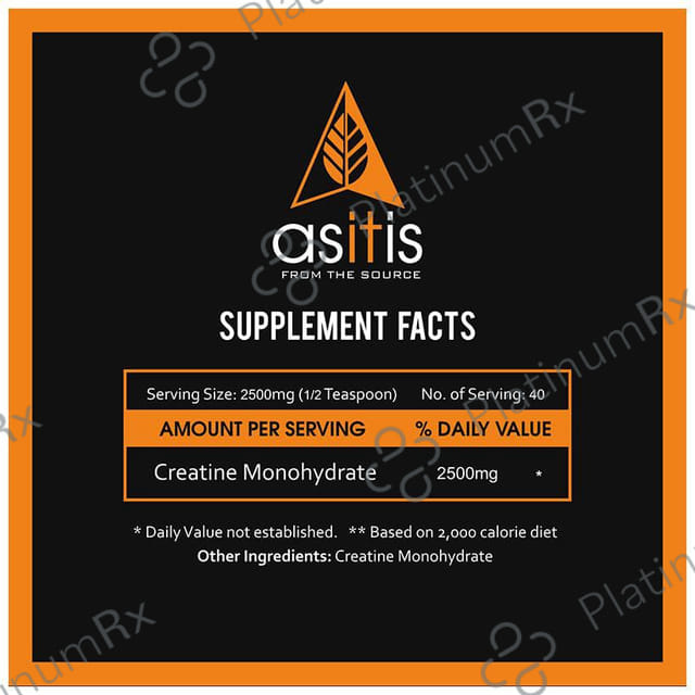 AS-IT-IS Nutrition Creatine Monohydrate for Muscle Building - No Additives or Preservatives 100 gm