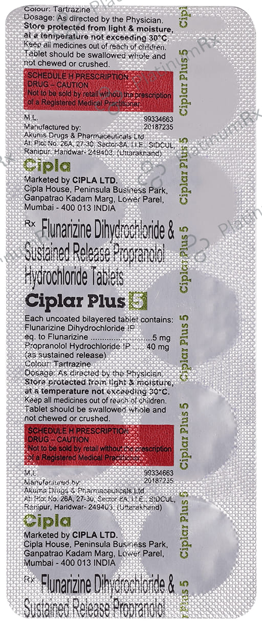Ciplar Plus 40/5mg Tablet SR 10s