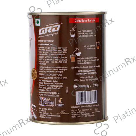 GRD Whey Protein Chocolate Flavour Powder Tin 200gm