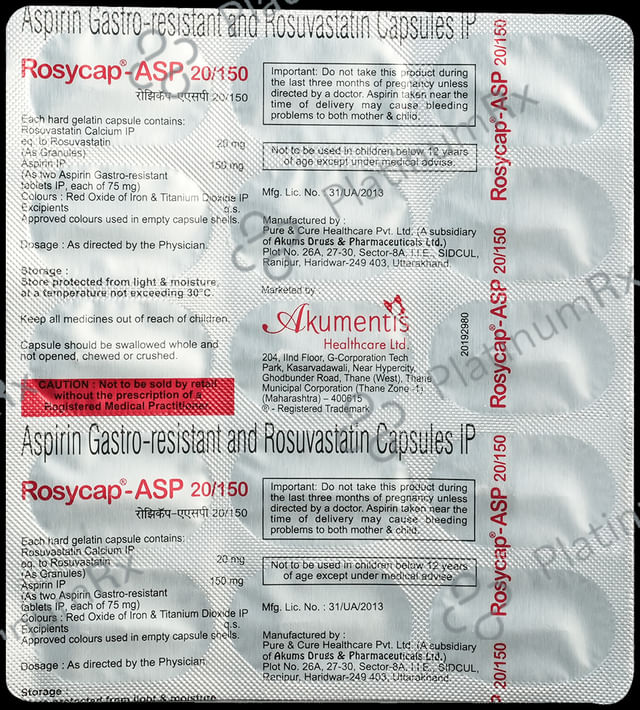 Rosycap ASP 20/150mg Capsule 15s