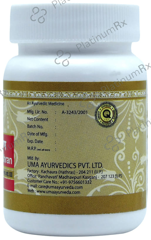 Uma Ayurveda Sarpgandha Mishran Tablet 80 tablets