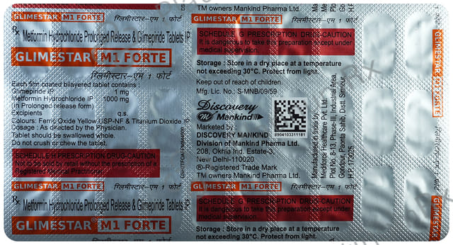 Glimestar M 1/1000mg Forte Tablet PR 30s