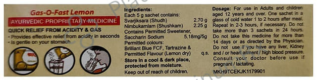 Gas O Fast Lemon Sachet 6X5gm