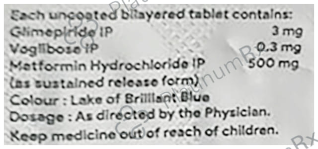 Gliminyle MV 3/500/0.3mg Plus SR Tablet 15s